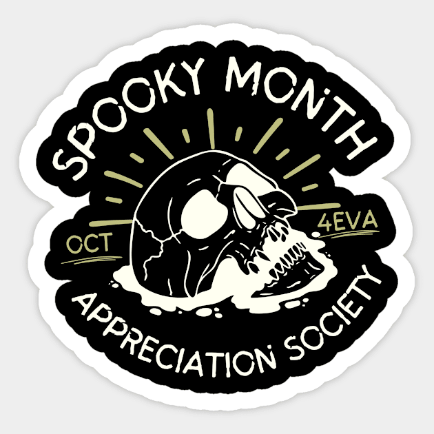Spooky Month Appreciation Society Skull Halloween Sticker by The WYLD Tribe